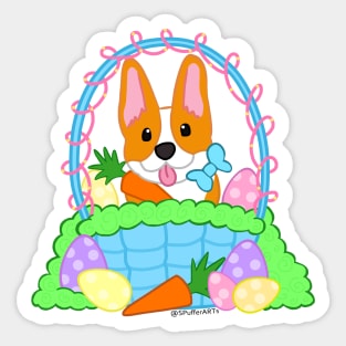 Corgi Easter Basket Sticker